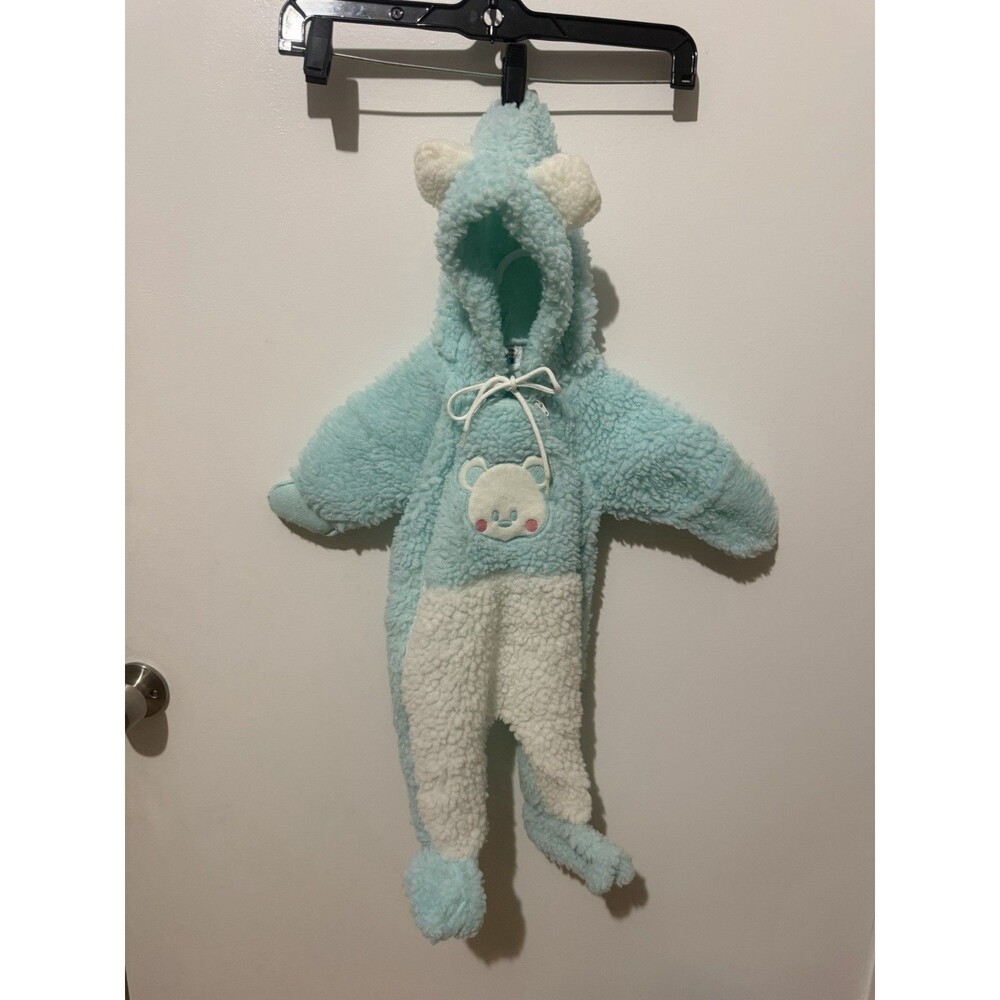Vtg Cuddle Time Baby Bunting Snowsuit Bear Ears 0-9 Months Newborn USA Made